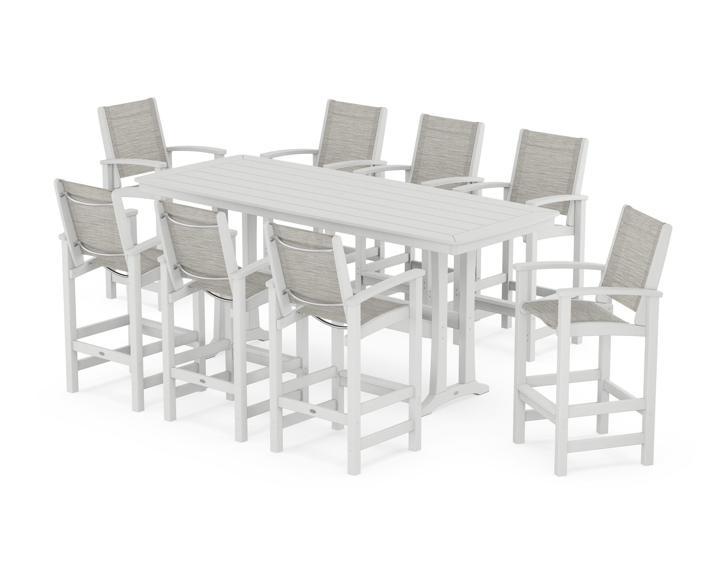 Coastal 9-Piece Bar Set with Trestle Legs