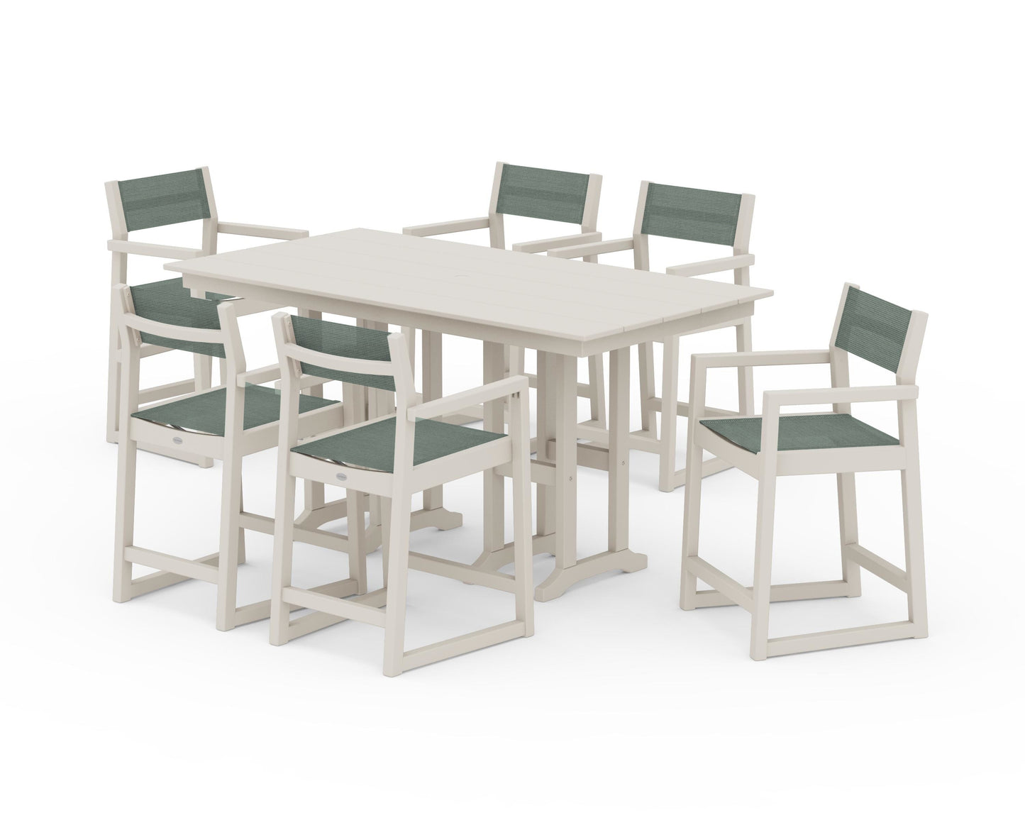 EDGE Sling Arm Chair 7-Piece Farmhouse Counter Set