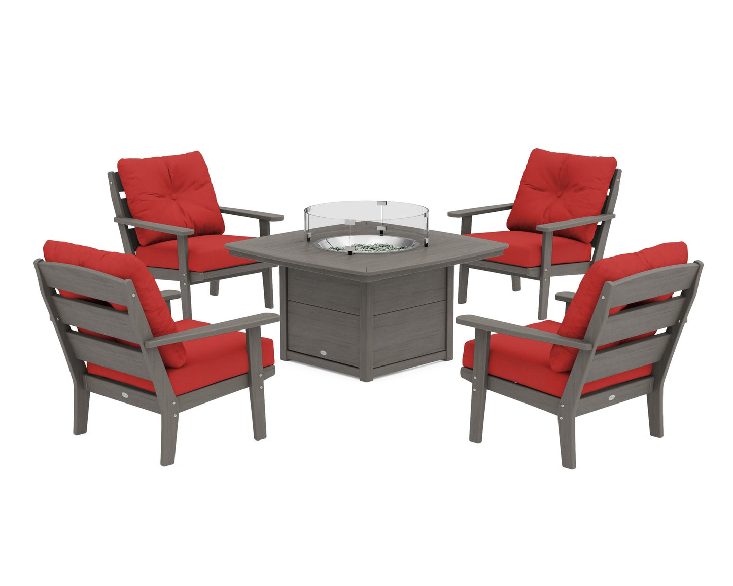 Lakeside 5-Piece Deep Seating Set with Nautical Fire Pit Table