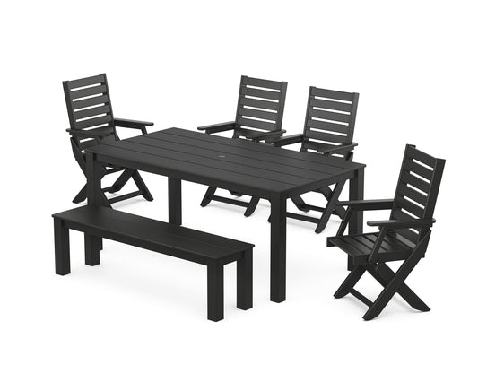 Captain Folding Chair 6-Piece Parsons Dining Set with Bench