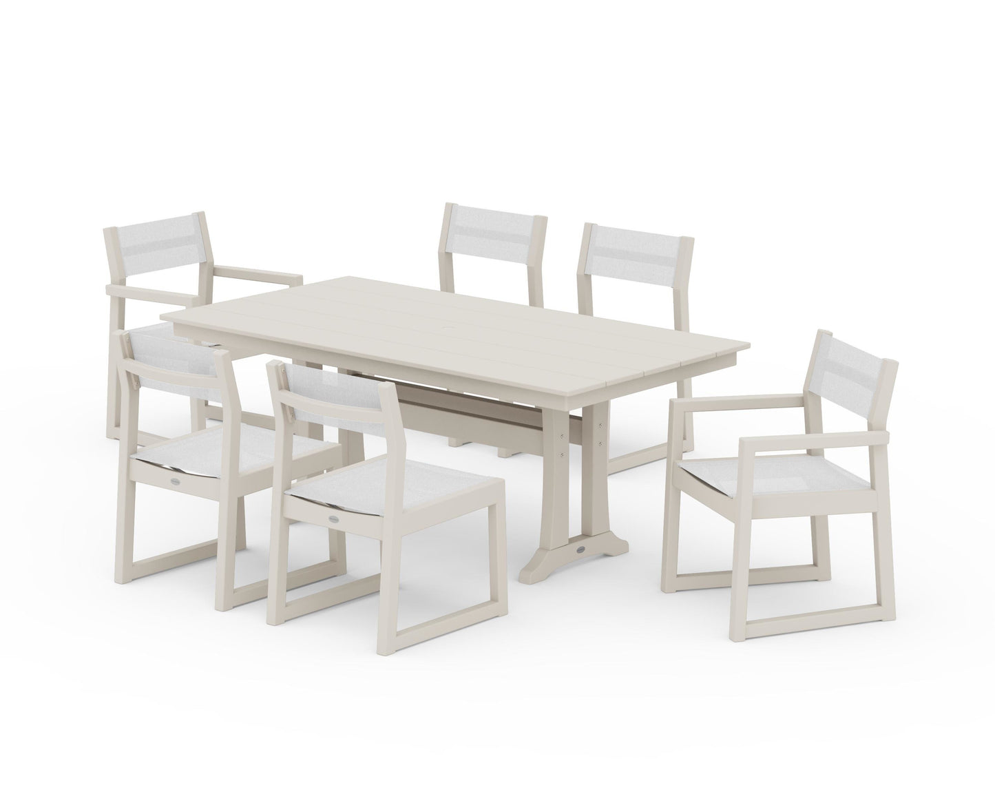 EDGE Sling 7-Piece Farmhouse Trestle Dining Set
