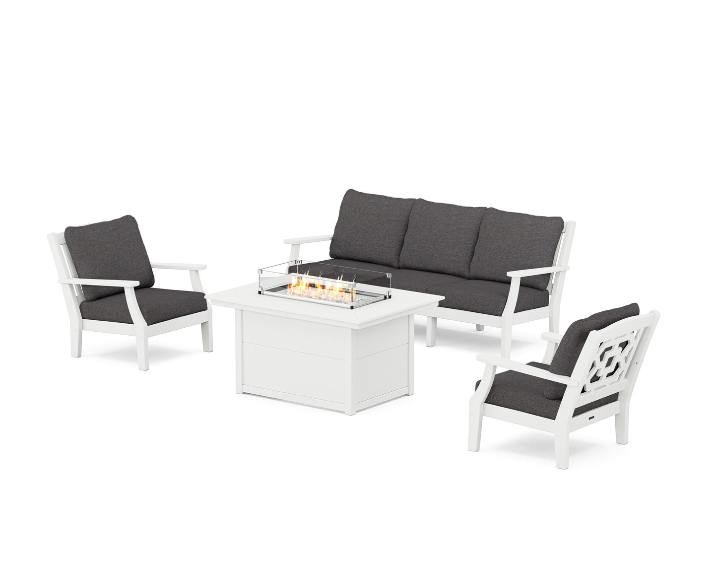 Chinoiserie Deep Seating Fire Pit Table Set