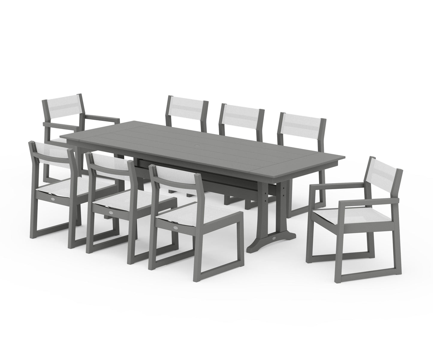 EDGE Sling 9-Piece Farmhouse Trestle Dining Set