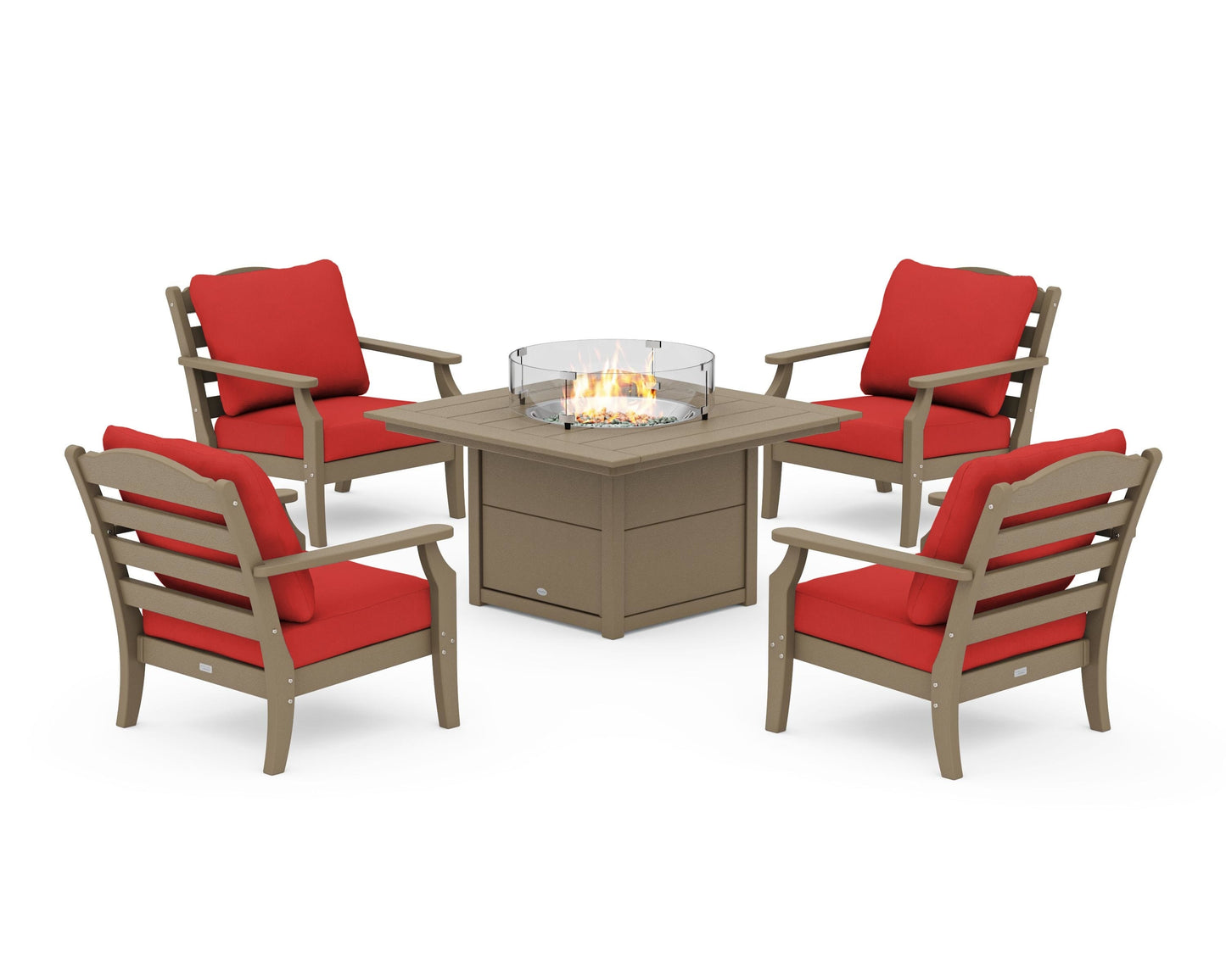 Savannah 5-Piece Deep Seating Set with Fire Pit Table
