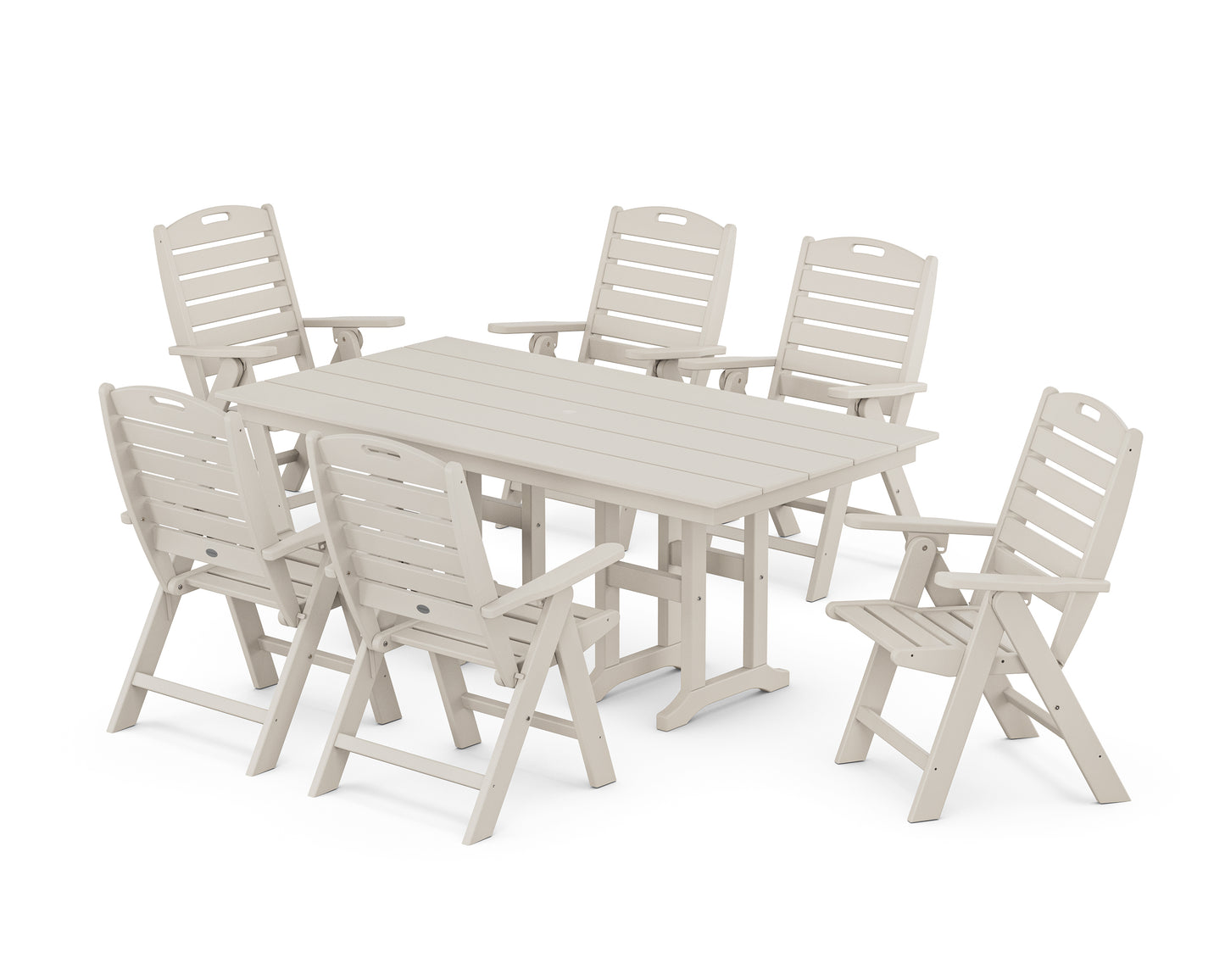 Nautical Highback 7-Piece Farmhouse Dining Set
