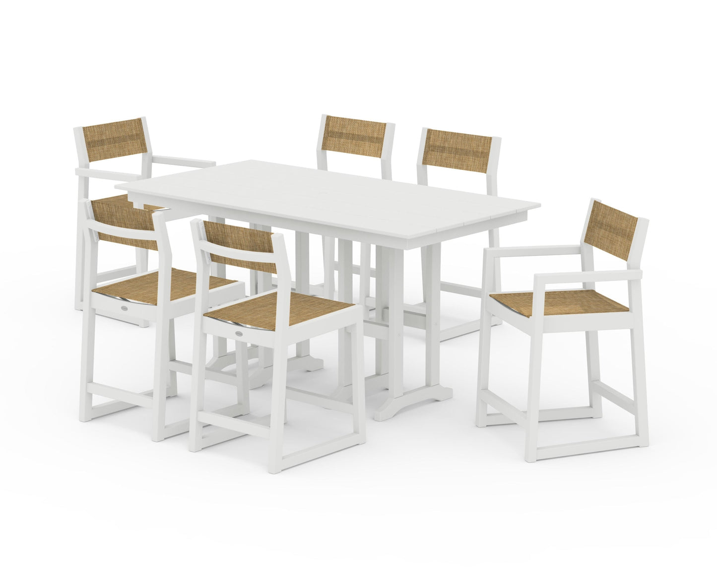 EDGE Sling 7-Piece Farmhouse Counter Set with Trestle Legs