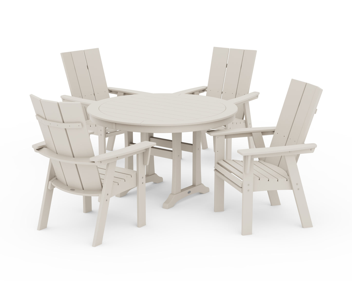 Modern Curveback Adirondack 5-Piece Nautical Trestle Dining Set
