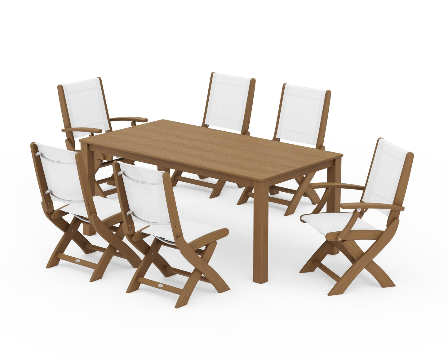 Coastal Folding Chair 7-Piece Parsons Dining Set