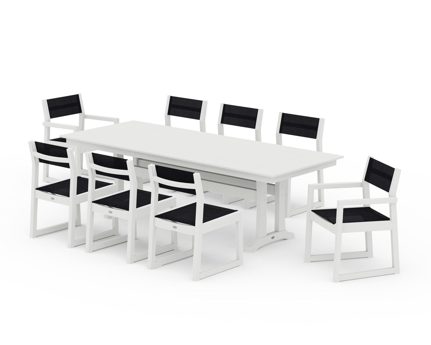 EDGE Sling 9-Piece Farmhouse Trestle Dining Set