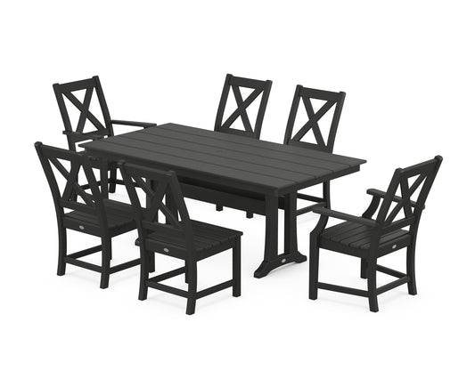 Braxton 7-Piece Farmhouse Dining Set With Trestle Legs