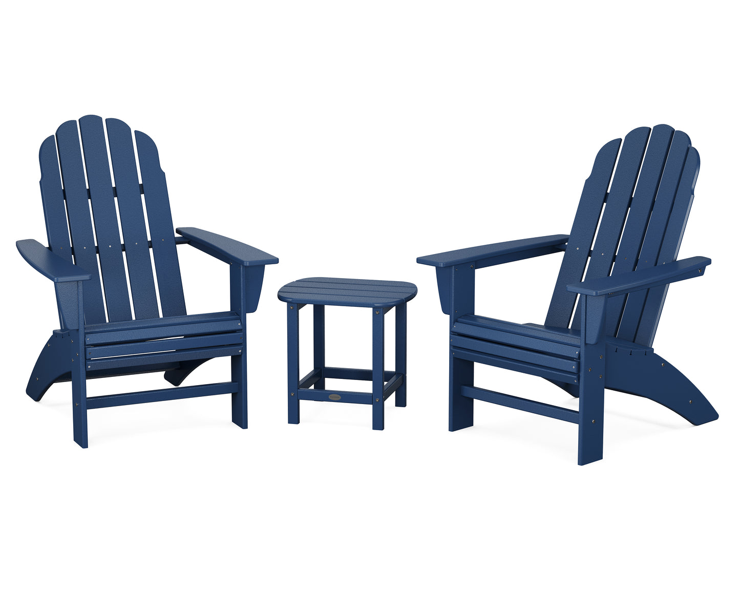 Vineyard 3-Piece Curveback Adirondack Set with South Beach 18" Side Table