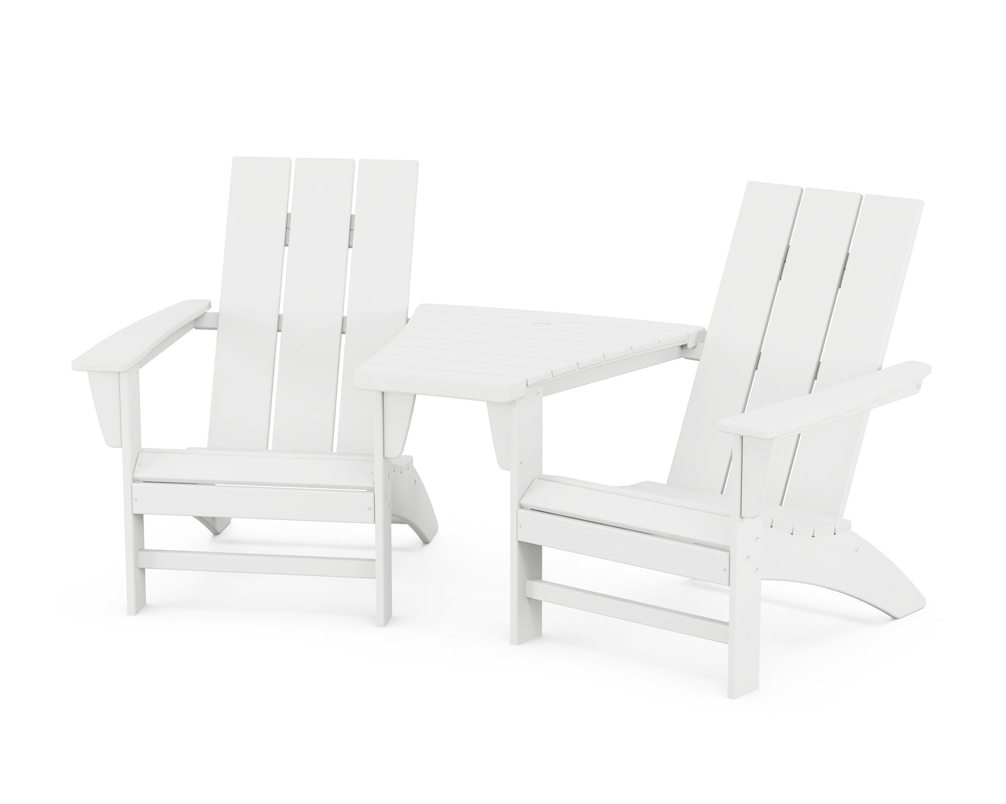 Modern 3-Piece Adirondack Set with Angled Connecting Table