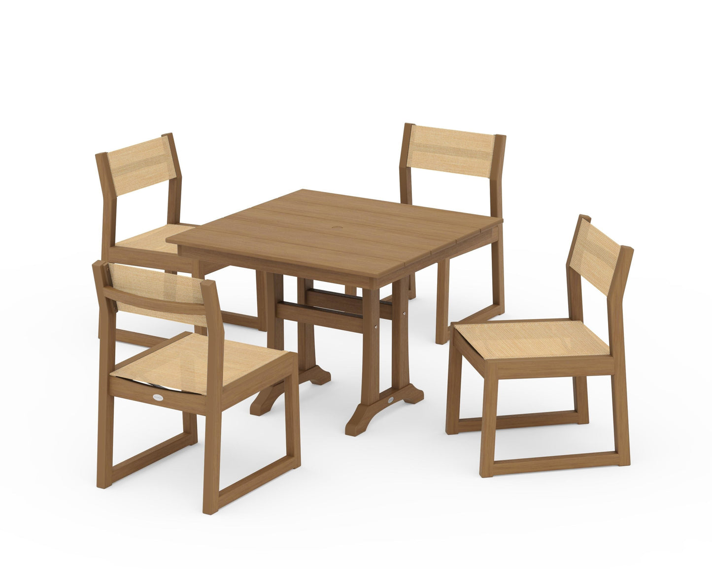 EDGE Sling 5-Piece Farmhouse Trestle Side Chair Dining Set