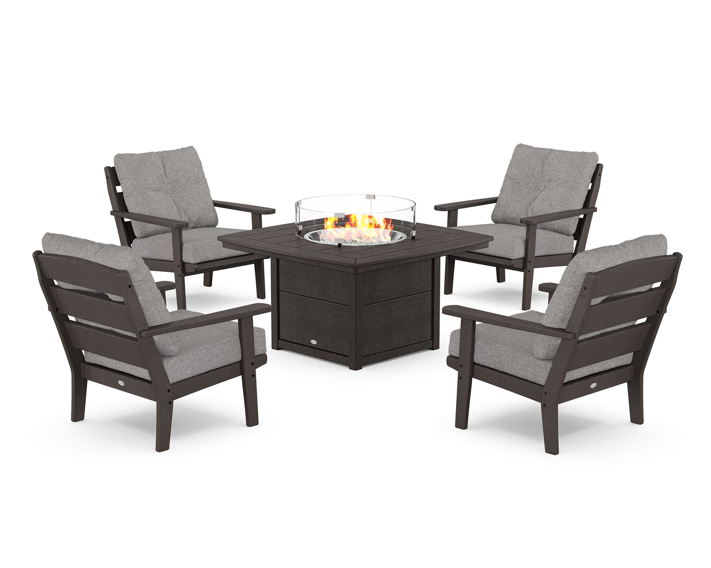 Lakeside 5-Piece Deep Seating Set with Nautical Fire Pit Table