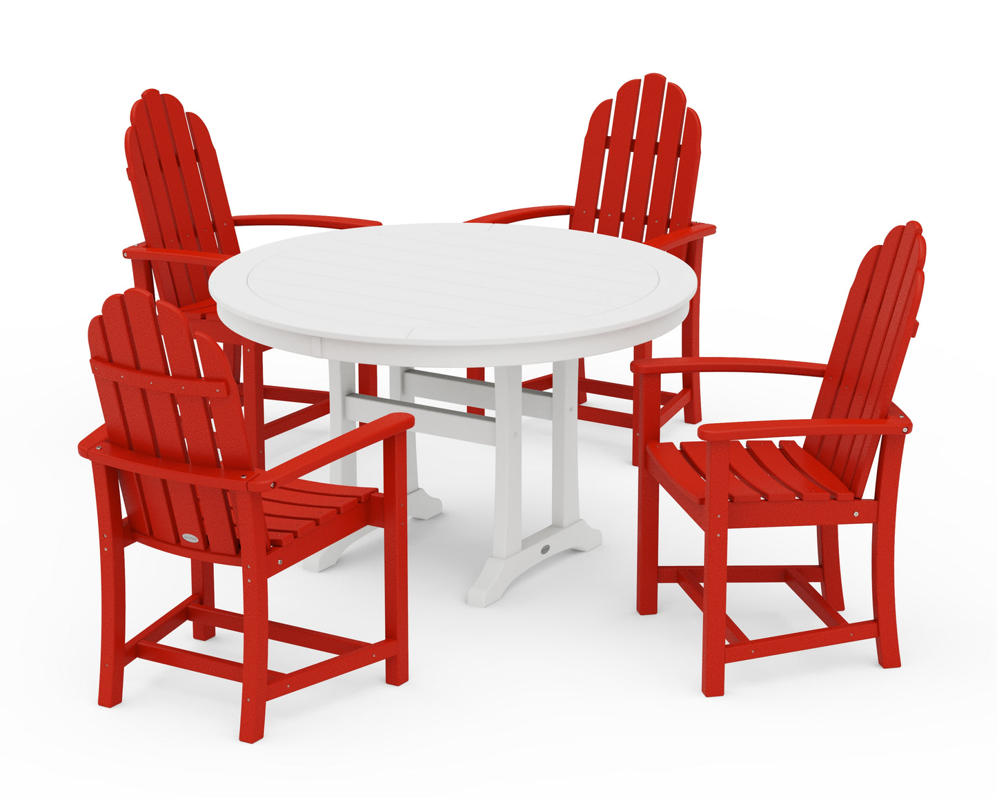 Classic Adirondack 5-Piece Round Dining Set with Trestle Legs