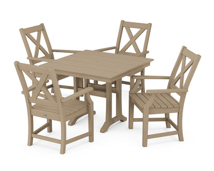 Braxton 5-Piece Farmhouse Dining Set With Trestle Legs