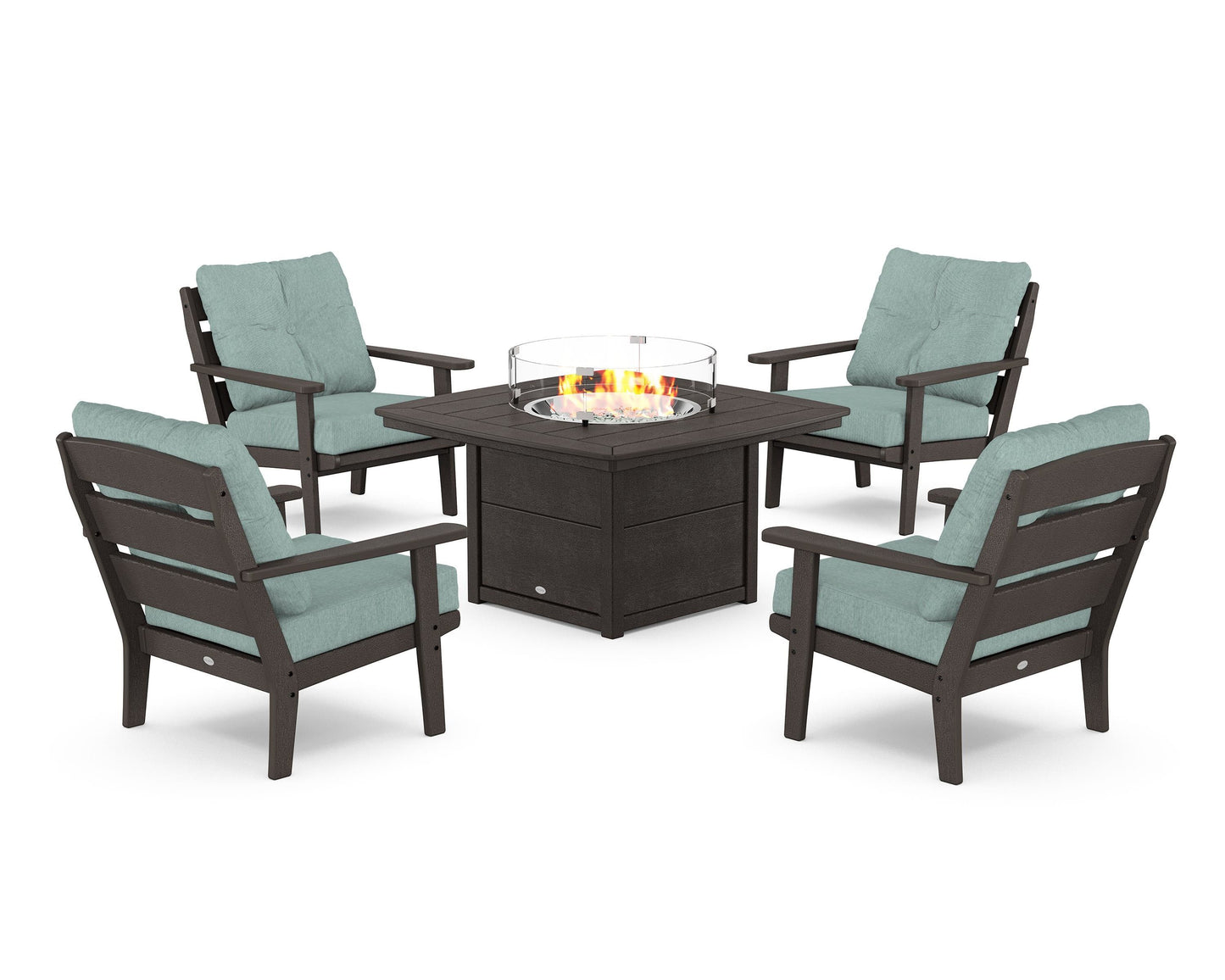 Lakeside 5-Piece Deep Seating Set with Nautical Fire Pit Table