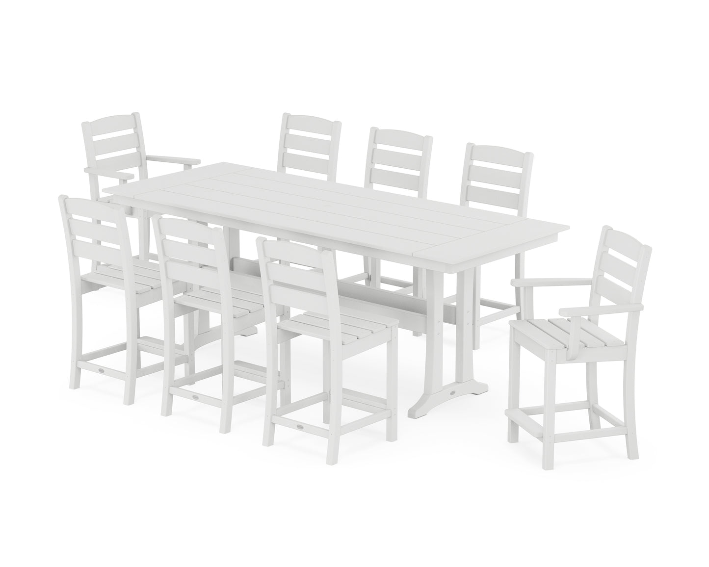 Lakeside 9-Piece Farmhouse Counter Set with Trestle Legs
