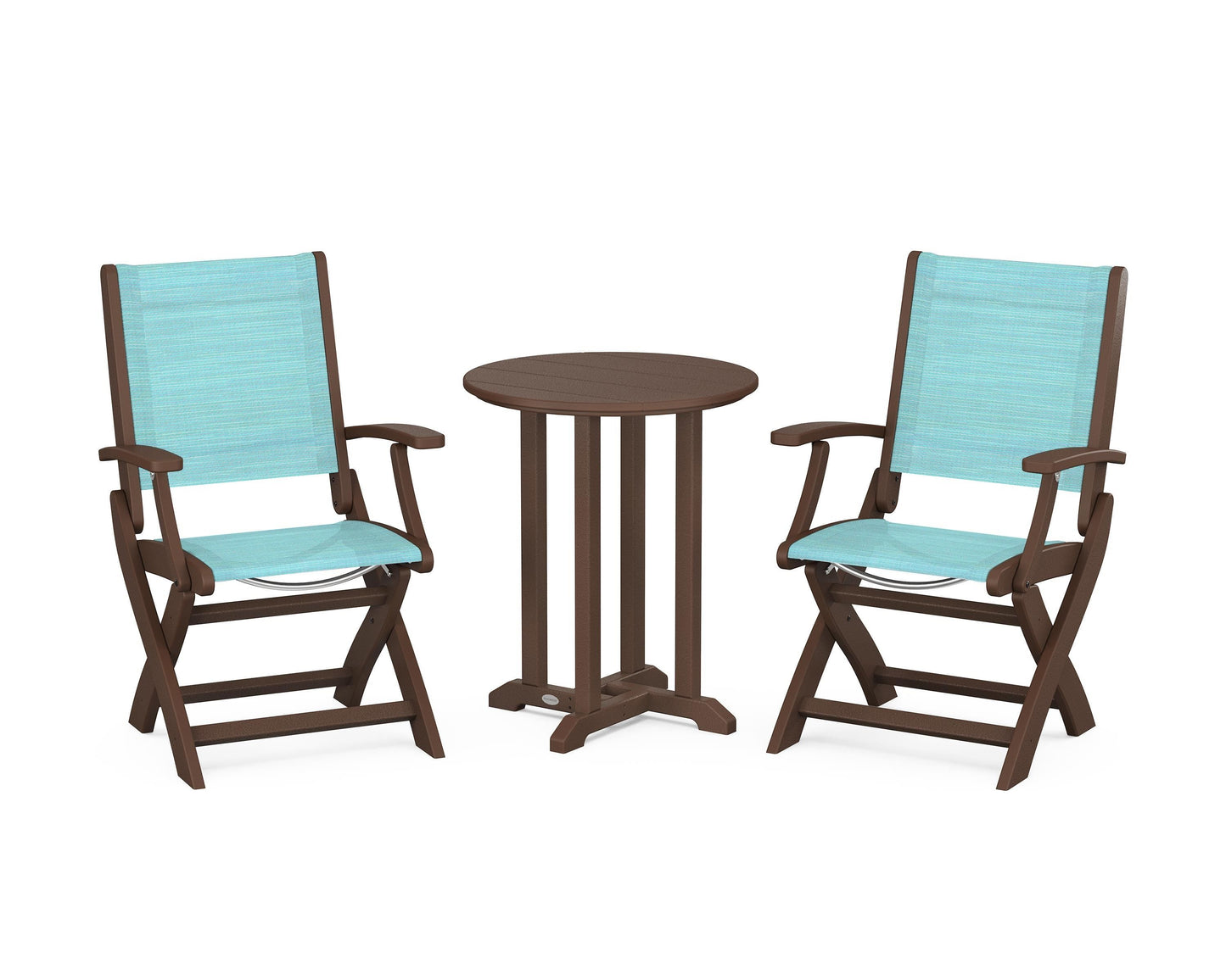 Coastal Folding 3-Piece Round Bistro Dining Set