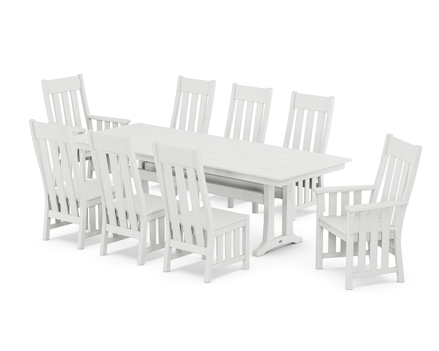 Acadia 9-Piece Farmhouse Dining Set with Trestle Legs