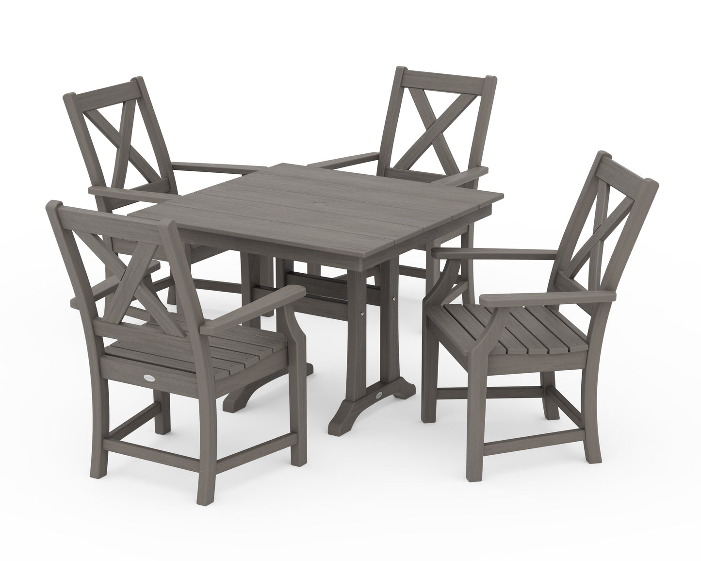 Braxton 5-Piece Farmhouse Dining Set With Trestle Legs