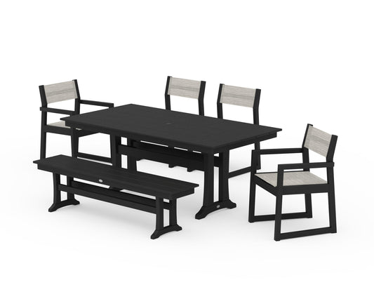 EDGE Sling 6-Piece Farmhouse Dining Set With Trestle Legs