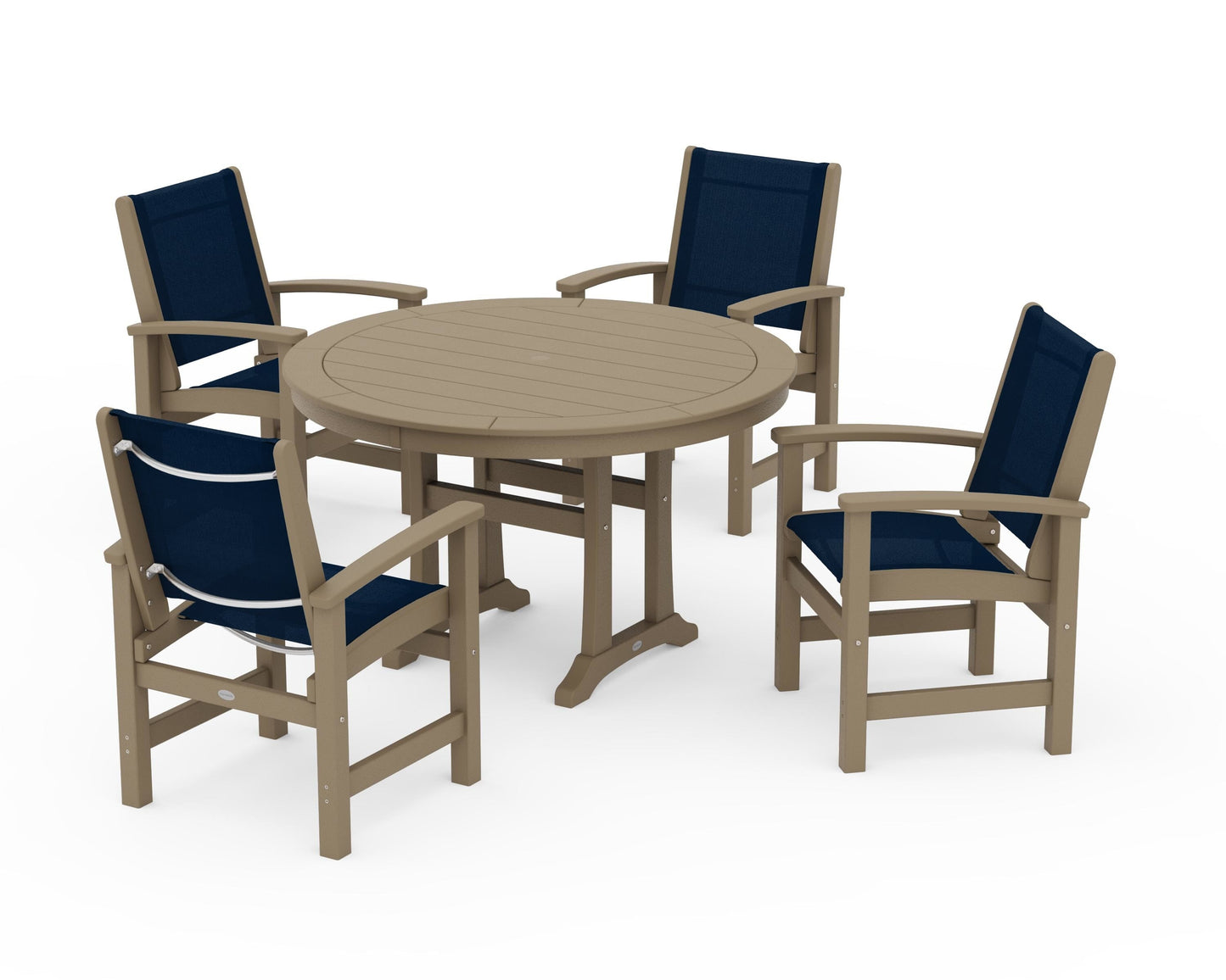 Coastal 5-Piece Round Dining Set with Trestle Legs