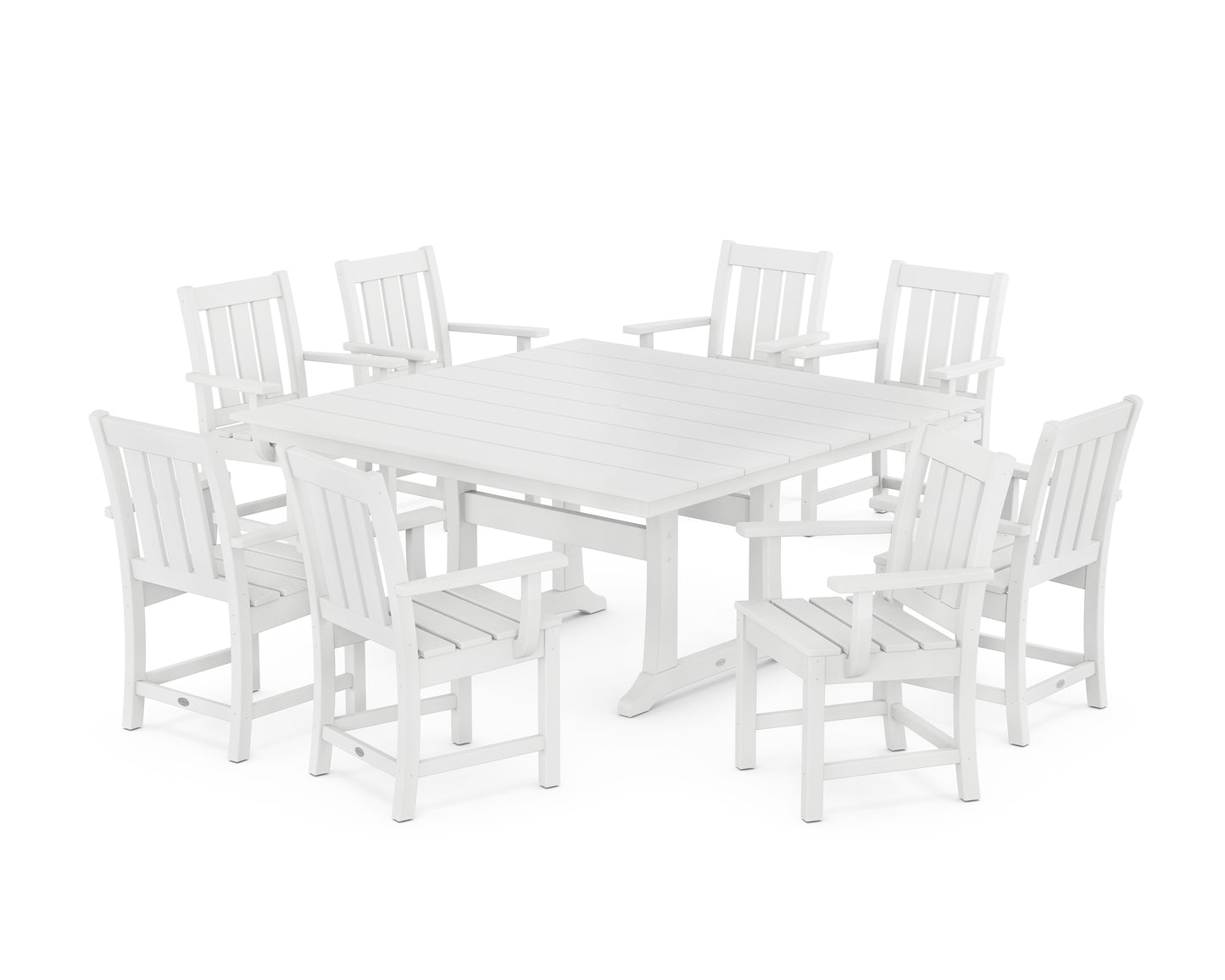 Oxford 9-Piece Square Farmhouse Dining Set with Trestle Legs