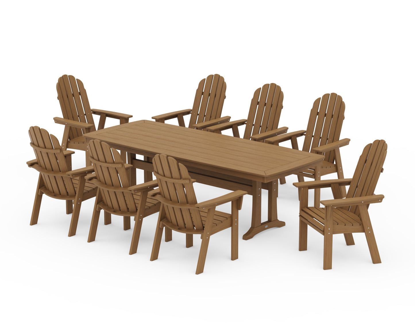 Vineyard Curveback Adirondack 9-Piece Dining Set with Trestle Legs