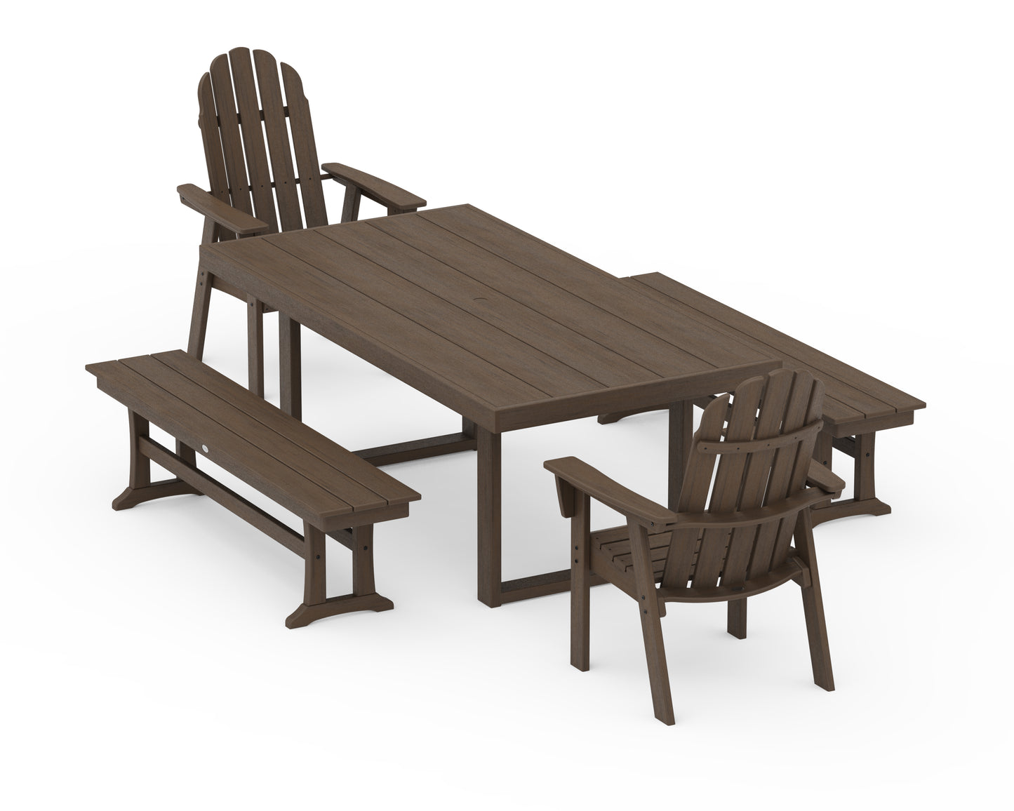 Vineyard Adirondack 5-Piece Dining Set with Benches