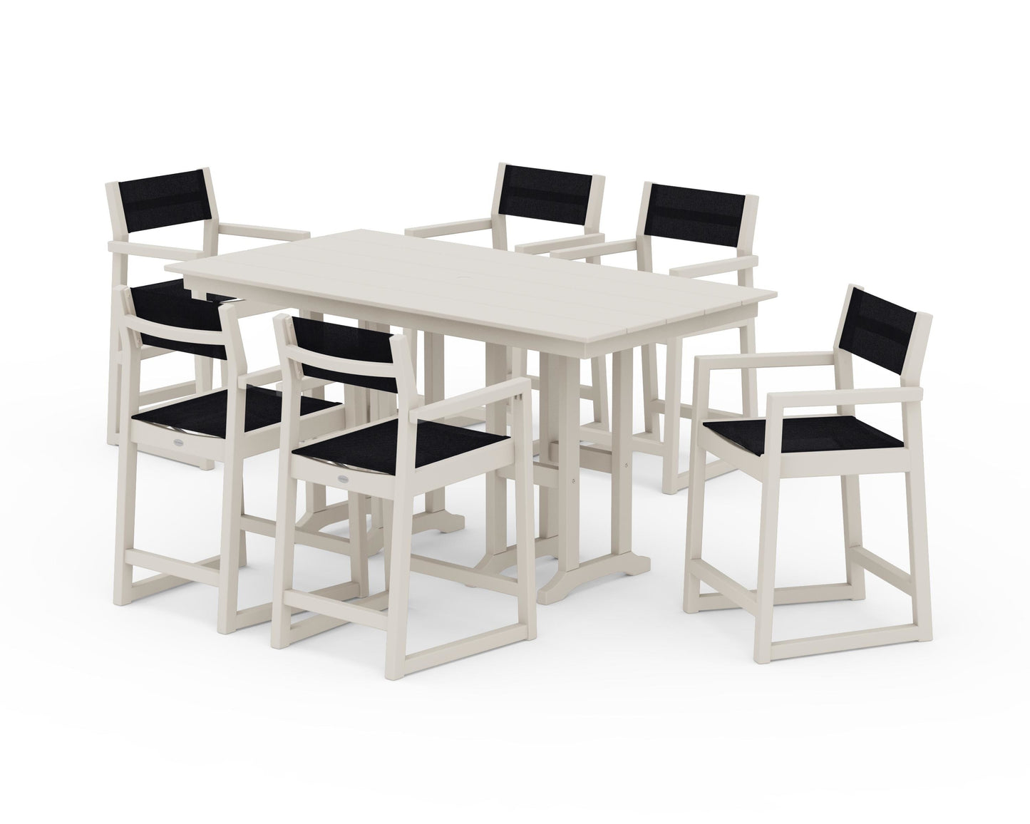 EDGE Sling Arm Chair 7-Piece Farmhouse Counter Set