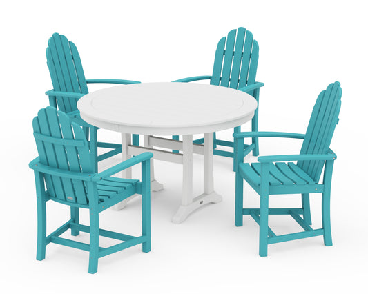 Classic Adirondack 5-Piece Round Dining Set with Trestle Legs