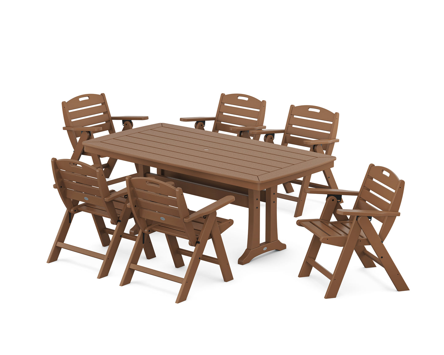 Nautical Lowback 7-Piece Dining Set with Trestle Legs