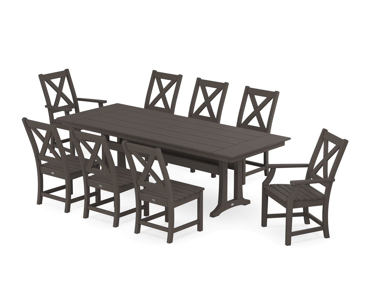 Braxton 9-Piece Farmhouse Dining Set with Trestle Legs