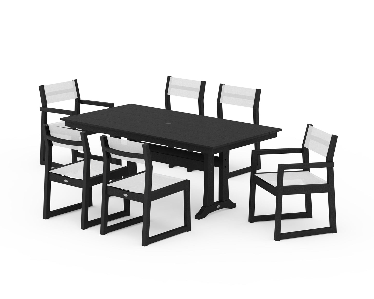 EDGE Sling 7-Piece Farmhouse Trestle Dining Set