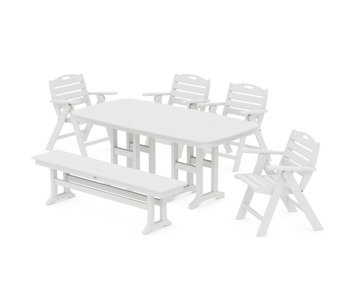 Nautical Lowback 6-Piece Dining Set with Bench