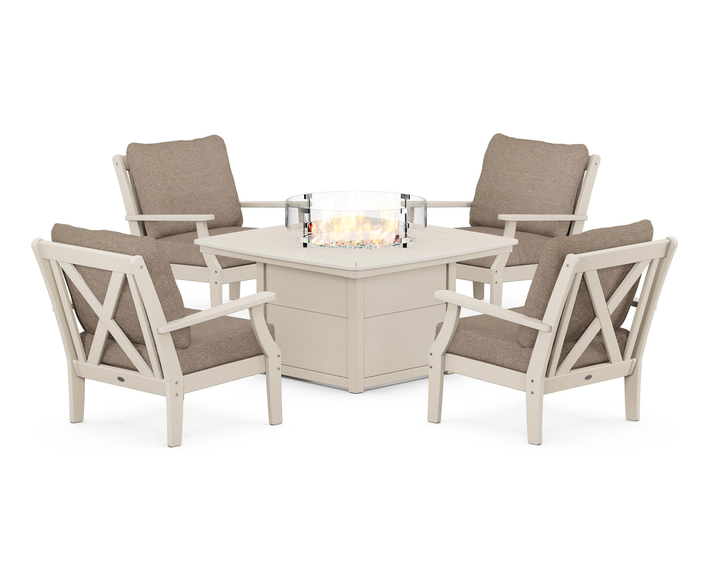 Braxton 5-Piece Deep Seating Conversation Set with Fire Pit Table