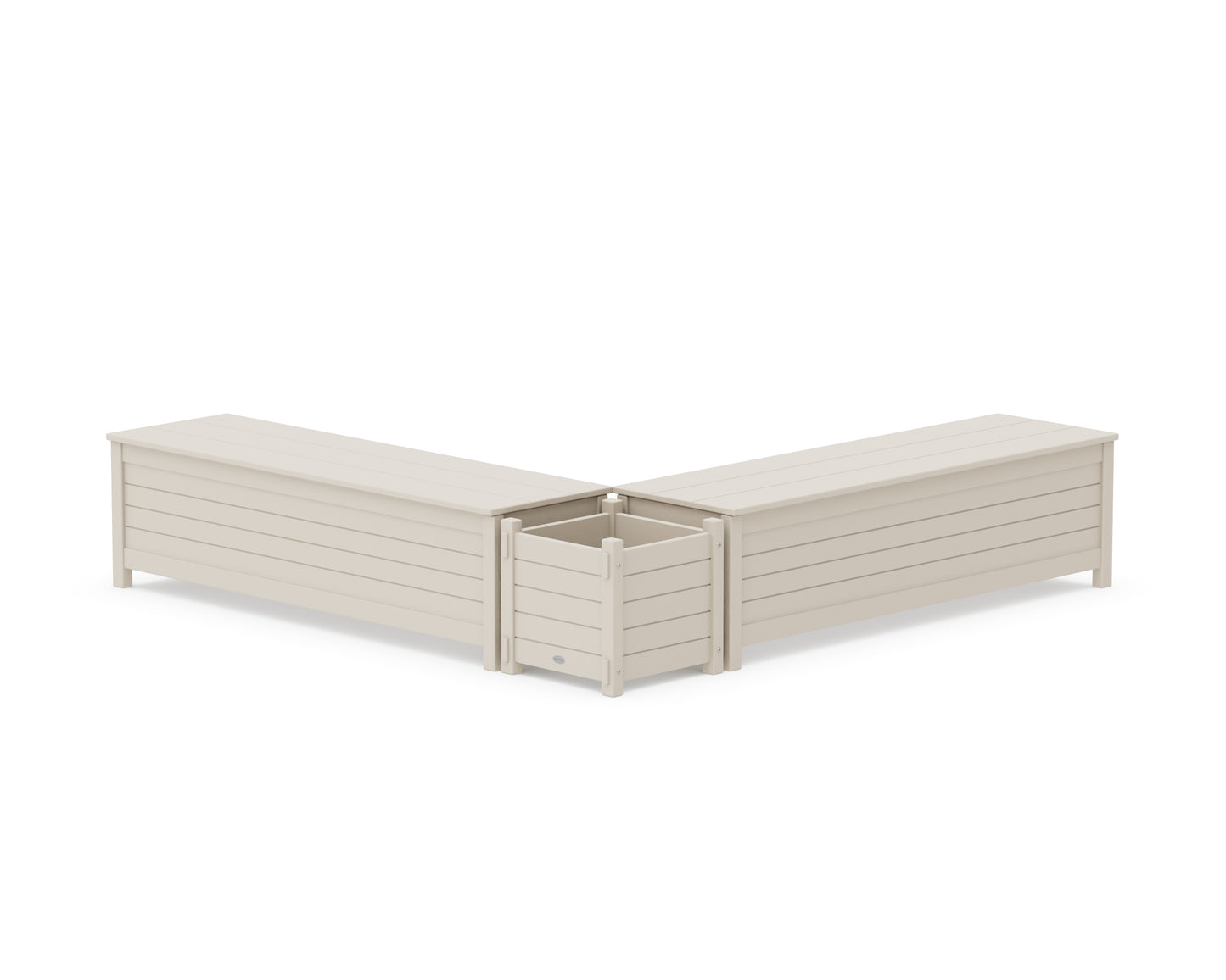 60" Nautical L- Shaped Planter Storage Bench Set