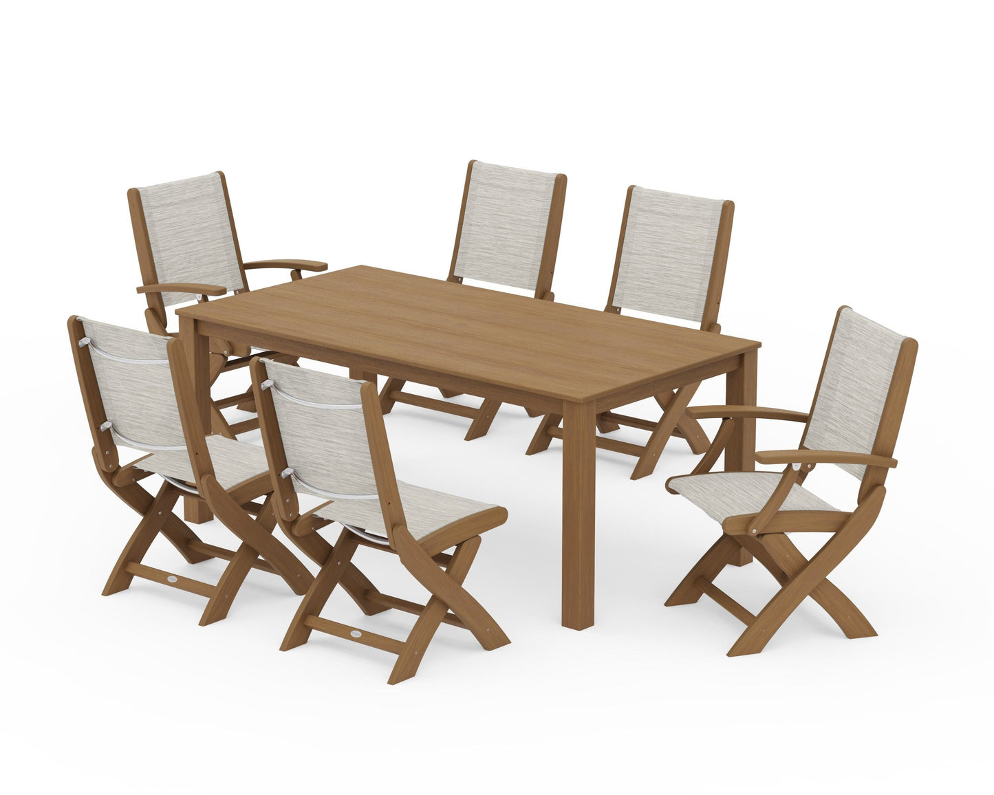 Coastal Folding Chair 7-Piece Parsons Dining Set