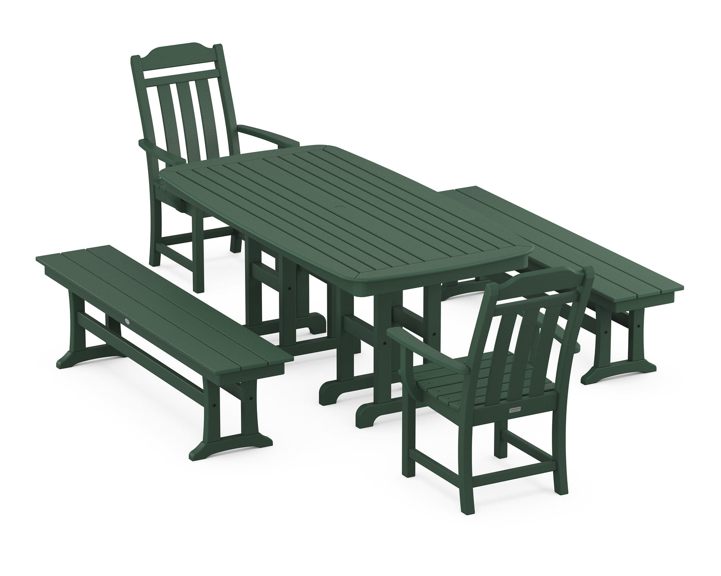 Country Living 5-Piece Dining Set with Benches