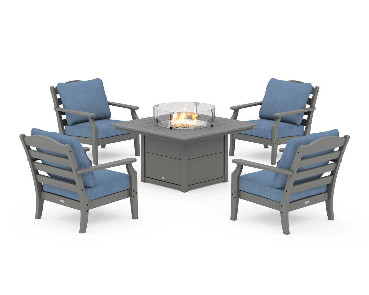 Savannah 5-Piece Deep Seating Set with Fire Pit Table