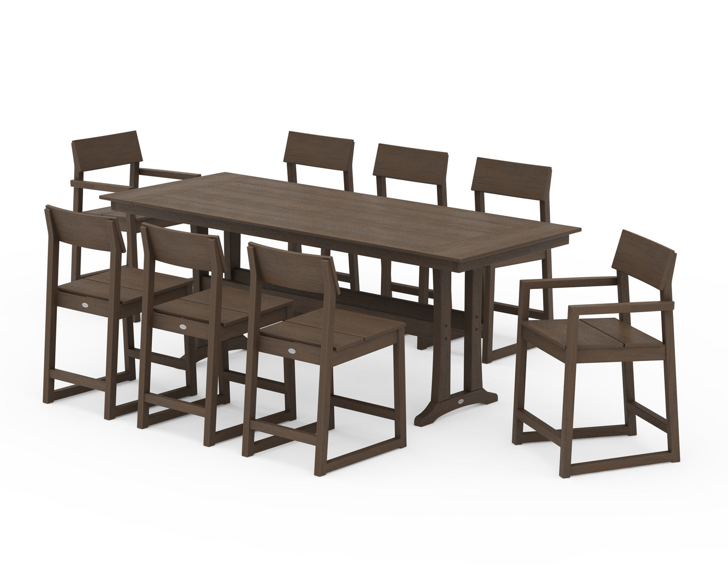 EDGE 9-Piece Farmhouse Counter Set with Trestle Legs
