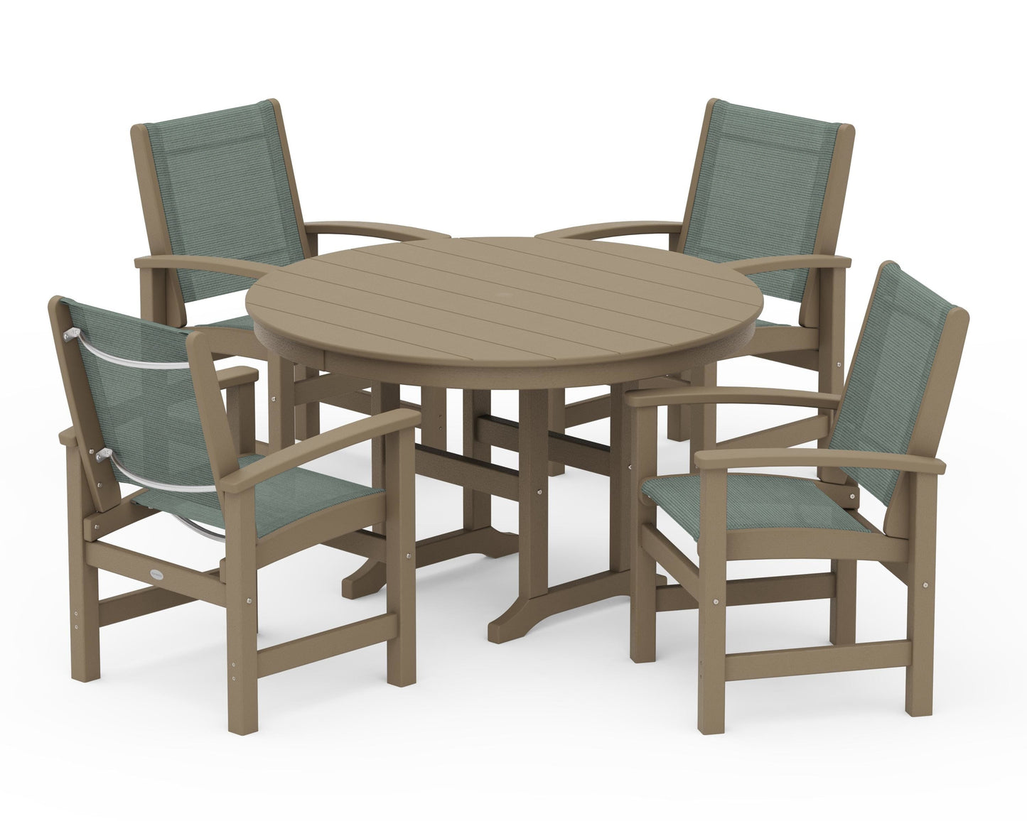 Coastal 5-Piece Round Farmhouse Dining Set