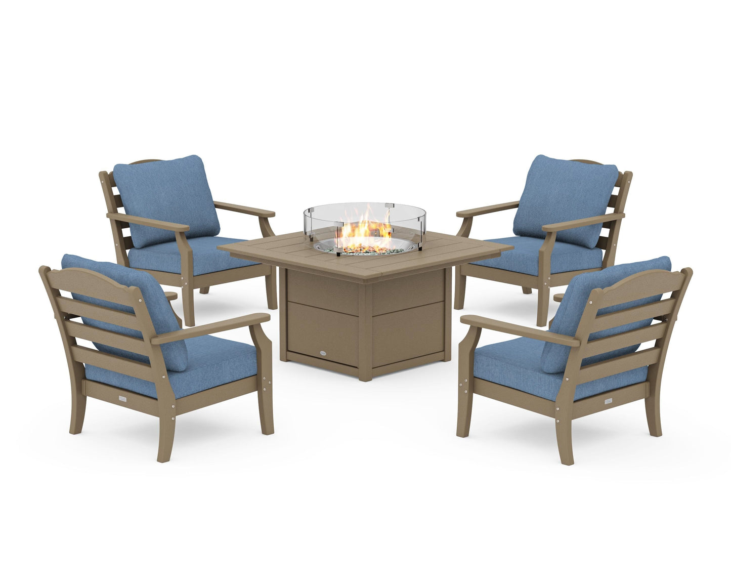 Savannah 5-Piece Deep Seating Set with Fire Pit Table