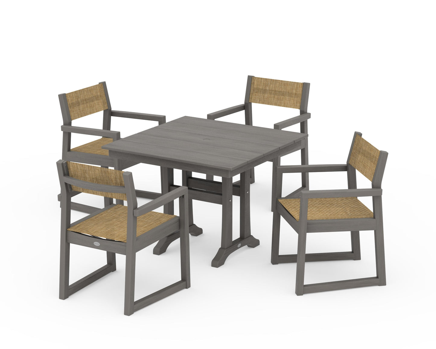 EDGE Sling 5-Piece Farmhouse Dining Set with Trestle Legs