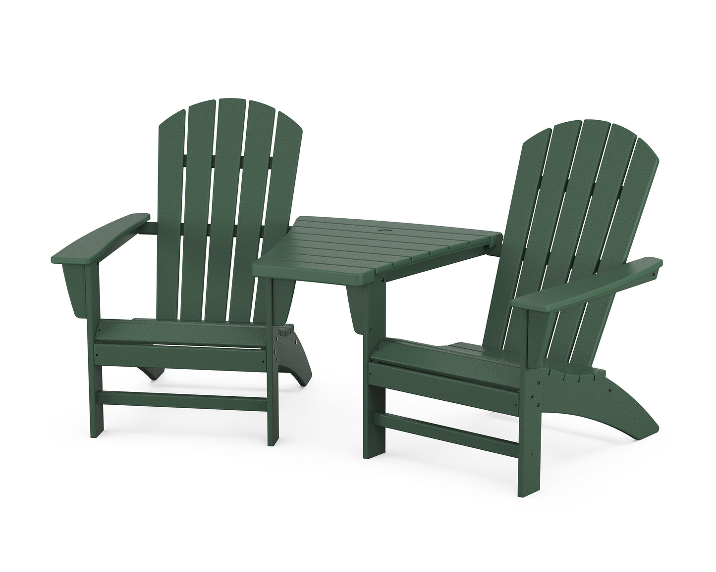 Nautical 3-Piece Adirondack Set with Angled Connecting Table