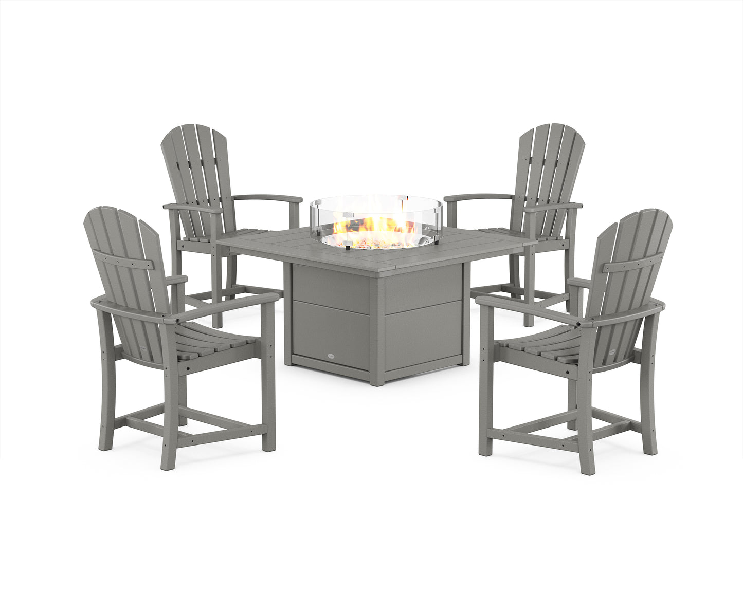 Palm Coast 4-Piece Upright Adirondack Conversation Set with Fire Pit Table