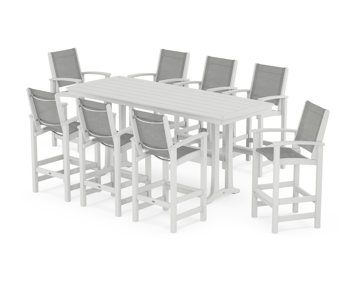 Coastal 9-Piece Bar Set with Trestle Legs