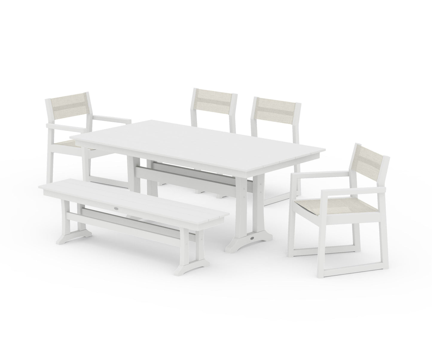 EDGE Sling 6-Piece Farmhouse Dining Set With Trestle Legs