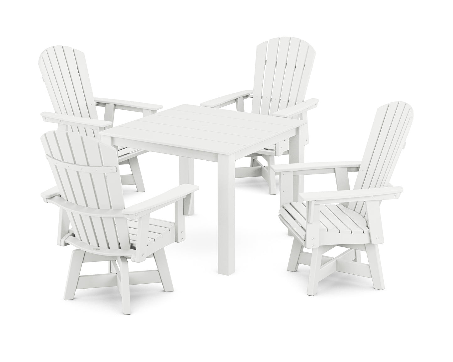 Nautical Curveback Adirondack Swivel 5-Piece Parsons Dining Set